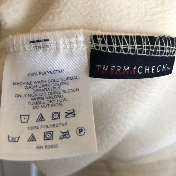 Lands' End Women's Thermacheck Fleece Ivory Quarter Zip Pullover Size Large Fall - Picture 6 of 6